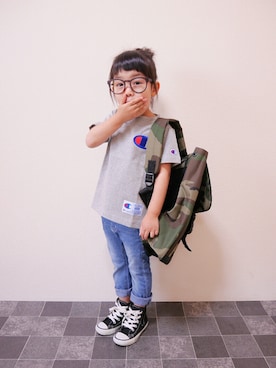 「Right-on（ライトオン）のアイテム（デニムパンツ）」を使った、花音さん（キッズ・100cm）の夏コーディネート