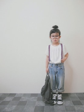 「Right-on（ライトオン）のアイテム（Tシャツ/カットソー）」を使った、花音さん（キッズ・100cm）の夏コーディネート