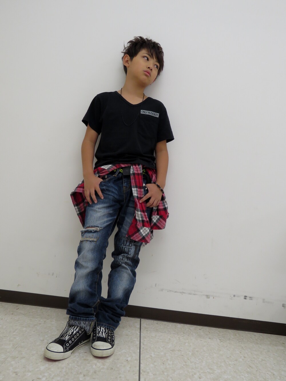 「kids、カジュアル、休日スタイル、キッズファッション」｜「ROLLERSのアイテム（トップス、ブラック系）」を使った、◍●⌄̈⃝KAIRIꙬ꙳●◍さん（キッズ・136cm）の秋コーディネートの1枚目の写真