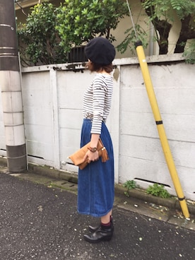 「BLUE BLUE（ブルーブルー）のアイテム（スカート）」を使った、きなこさん（レディース・171cm）の秋コーディネート