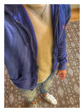 「POLO RALPH LAUREN（ポロ ラルフ ローレン）のアイテム（パーカー、ブルー系）」を使った、takashi_Yさん（メンズ）の秋コーディネート