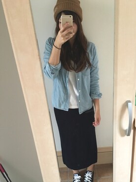 「Lee（リー）のアイテム（シャツ/ブラウス）」を使った、hmさん（レディース・158cm）の秋コーディネート