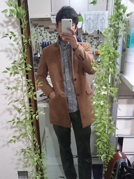 「DHOLIC（ディーホリック）のアイテム（チェスターコート）」を使った、タカさん（メンズ・178cm）の冬コーディネート