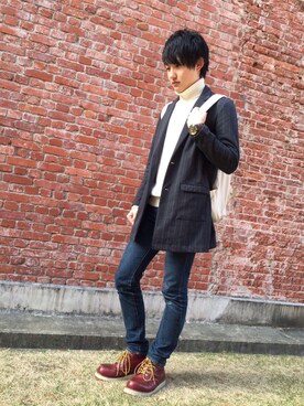「BACK NUMBER（バックナンバー）のアイテム（トレンチコート）」を使った、こんもりさん（メンズ・175cm）の冬コーディネート