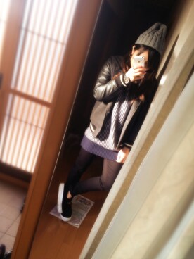 「PAGEBOY（ページボーイ）のアイテム（スタジャン）」を使った、kuuさん（レディース・154cm）の冬コーディネート
