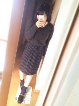 「ひざ丈スカート」｜「アイテム（ブーティ）」を使った、kuuさん（レディース・154cm）の冬コーディネート