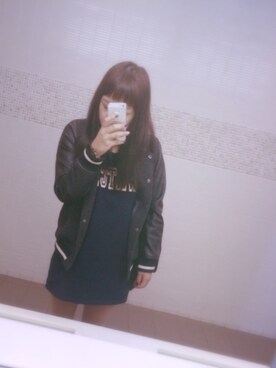 「PAGEBOY（ページボーイ）のアイテム（スタジャン）」を使った、kuuさん（レディース・155cm）の秋コーディネート