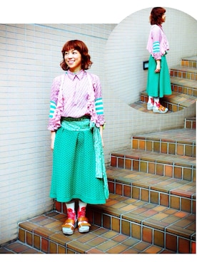 「mercibeaucoup,（メルシーボークー）のアイテム（ヘアゴム）」を使った、ドラミさん（レディース・152cm）の春コーディネート