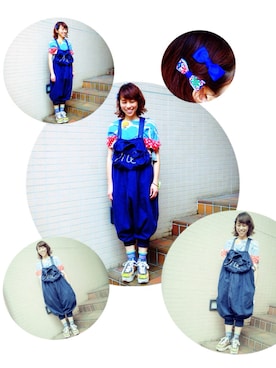 「mercibeaucoup,（メルシーボークー）のアイテム（サロペット/オーバーオール）」を使った、ドラミさん（レディース・152cm）の夏コーディネート