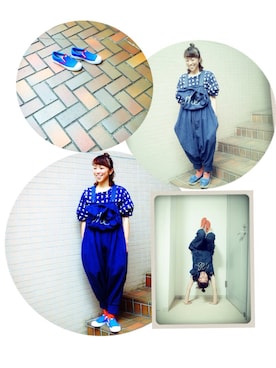 「mercibeaucoup,（メルシーボークー）のアイテム（サロペット/オーバーオール）」を使った、ドラミさん（レディース・152cm）の夏コーディネート