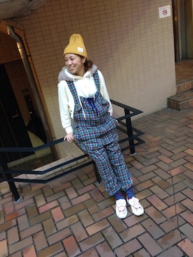 「mercibeaucoup,（メルシーボークー）のアイテム（オールインワン・サロペット）」を使った、ドラミさん（レディース・152cm）の秋コーディネート