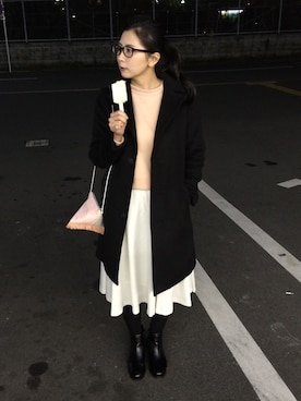 「BEAMS BOY（ビームスボーイ）のアイテム（チェスターコート）」を使った、shooocomさん（レディース・159cm）の冬コーディネート