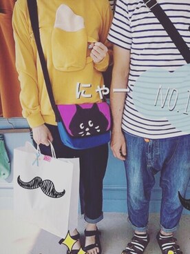 「アイテム（メッセンジャーバッグ、ブルー系）」を使った、𝒄𝒂𝒏𝒂𝒎𝒊さん（レディース・164cm）の秋コーディネート