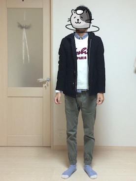 「NANO universe（ナノユニバース）のアイテム（ダッフルコート）」を使った、hirossa2さん（メンズ・169cm）の冬コーディネート
