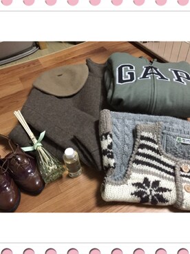 「GAPパーカー」｜「アイテム（ジャケット/アウター）」を使った、なりさん（レディース・166cm）の冬コーディネート