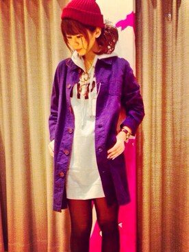 「アイテム（ステンカラーコート）」を使った、MAYUさん（レディース・163cm・10代）の秋コーディネート