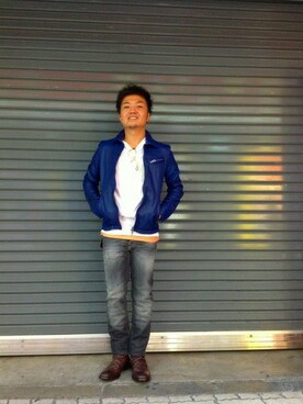 「B'2nd（ビーセカンド）のアイテム（ライダースジャケット）」を使った、B'2nd UENOさん（メンズ・170cm）の秋コーディネート