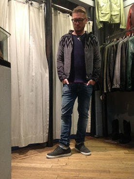 「B'2nd（ビーセカンド）のアイテム（パーカー）」を使った、B'2nd UENOさん（メンズ・175cm）の冬コーディネート