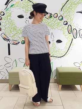 「FREDY&GLOSTER（フレディアンドグロスター）のアイテム（Tシャツ/カットソー）」を使った、ほこさん（レディース・158cm）の夏コーディネート
