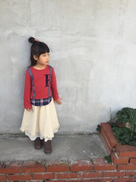 「アイテム（ブーツ）」を使った、みにょさん（キッズ・100cm）の秋コーディネート