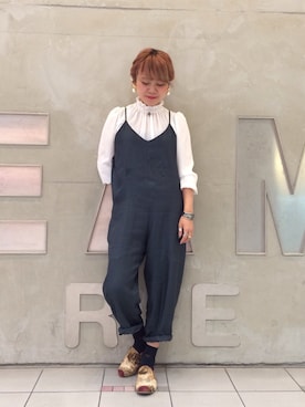 「アイテム（サロペット/オーバーオール）」を使った、松下恵さん（レディース・156cm・20代）の夏コーディネート