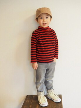 「LAGOM（LAGOM）のアイテム（キャップ）」を使った、*＊キナリ＊*さん（キッズ・100cm）の春コーディネート