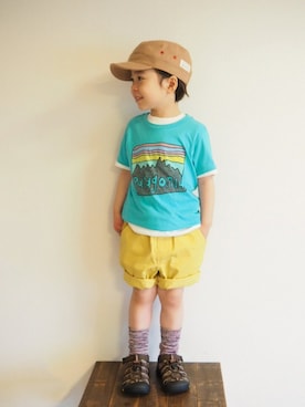 「LAGOM（LAGOM）のアイテム（キャップ）」を使った、*＊キナリ＊*さん（キッズ・100cm）の春コーディネート