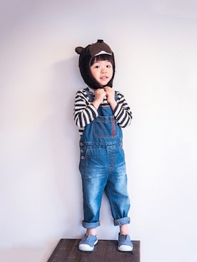 「green label relaxing（グリーンレーベルリラクシング）のアイテム（オールインワン・サロペット）」を使った、*＊キナリ＊*さん（キッズ・100cm）の春コーディネート