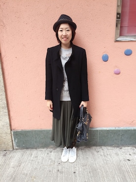 「LIMI feu（リミフゥ）のアイテム（ダウンジャケット/コート、ブラック系）」を使った、natnatさん（レディース・165cm）の冬コーディネート