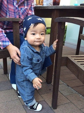 「babyGAP（babyGAP）のアイテム（つなぎ/オールインワン）」を使った、2児のママさん（レディース・150cm）の秋コーディネート