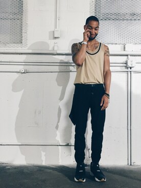 「DRIES VAN NOTEN（ドリスヴァンノッテン）のアイテム（タンクトップ）」を使った、6 A Mさん（メンズ・178cm）の夏コーディネート