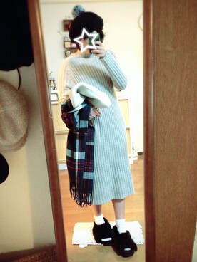 「CHUMS（チャムス）のアイテム（ハンチング/ベレー帽）」を使った、mariさん（レディース・158cm）の秋コーディネート