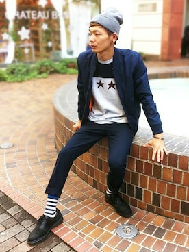 「TOPMAN（トップマン）のアイテム（ブルゾン）」を使った、TOPMAN スタッフさん（メンズ・178cm）の秋コーディネート