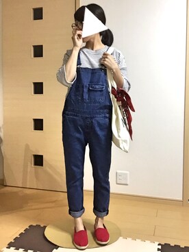「GU（ジーユー）のアイテム（つなぎ/オールインワン）」を使った、iccoさん（レディース・149cm）の春コーディネート