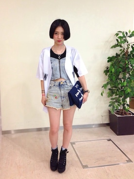 「FIG&VIPER（フィグアンドバイパー）のアイテム（その他トップス）」を使った、なつきさん（レディース・151cm）の夏コーディネート