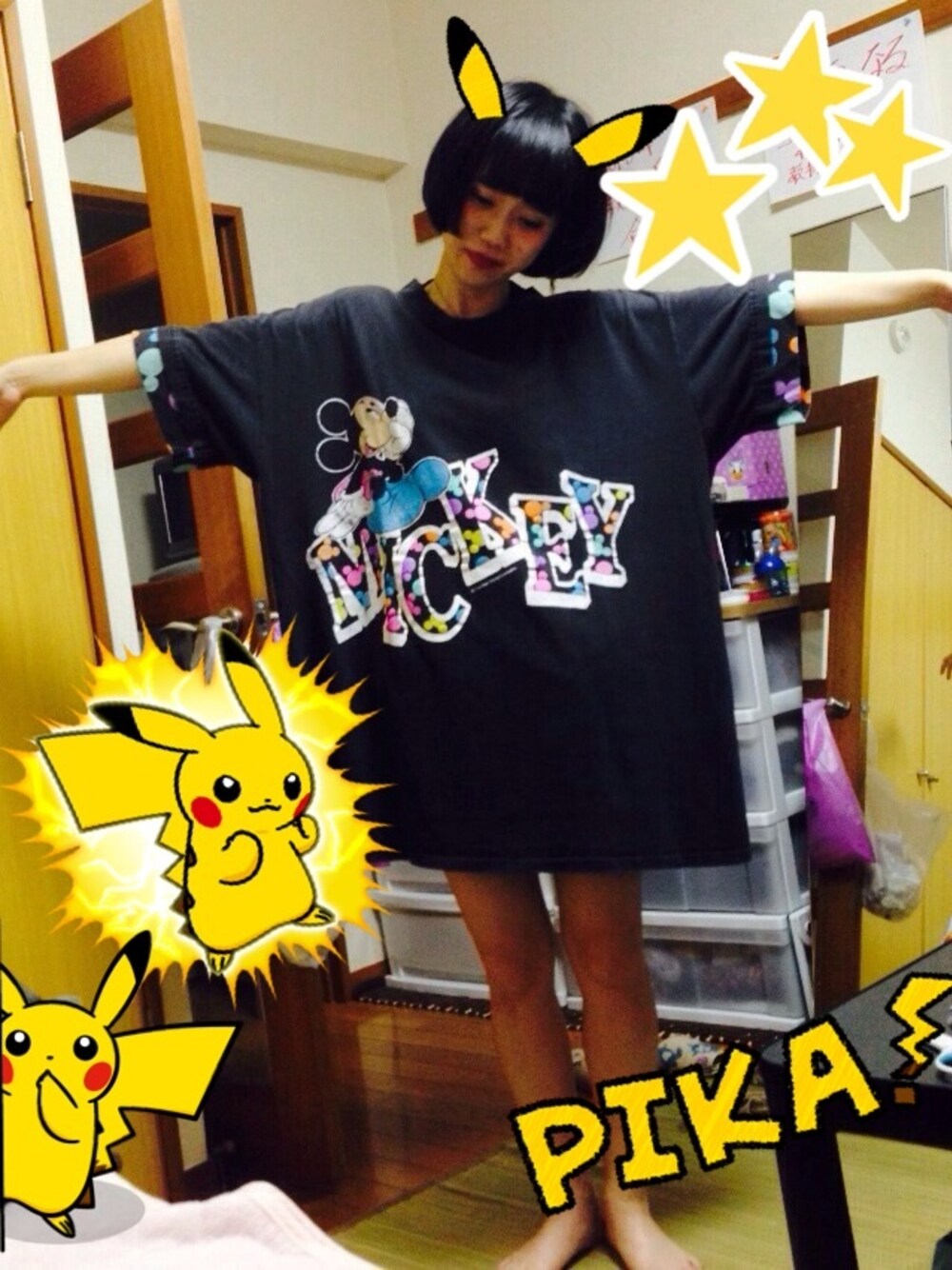 「古着のアイテム（Tシャツ/カットソー、その他）」を使った、なつきさん（レディース・151cm）の夏コーディネートの1枚目の写真