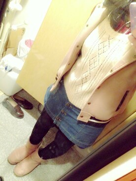 「PAGEBOY（ページボーイ）のアイテム（スタジャン）」を使った、ましゅまろさん（レディース・155cm）の冬コーディネート