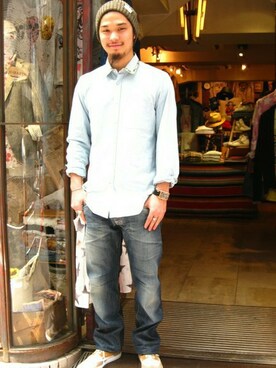 「B'2nd（ビーセカンド）のアイテム（帽子）」を使った、B'2ndSHINJUKUさん（メンズ・176cm）の春コーディネート