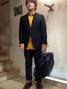 「B'2nd（ビーセカンド）のアイテム（テーラードジャケット）」を使った、B'2ndSHINJUKUさん（メンズ・170cm）の秋コーディネート