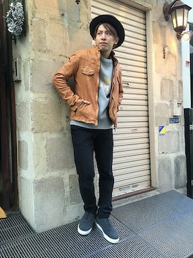 「B'2nd（ビーセカンド）のアイテム（帽子）」を使った、B'2ndSHINJUKUさん（メンズ・173cm）の冬コーディネート