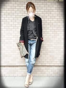 「pas de calais（パドカレ）のアイテム（チェスターコート）」を使った、3939さん（レディース・159cm）の秋コーディネート