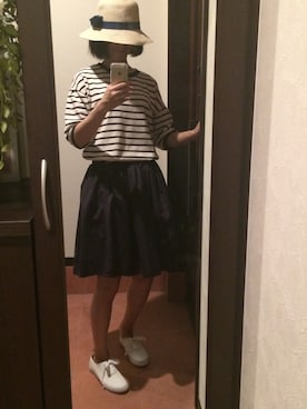 「Te chichi（テチチ）のアイテム（スカート、ブルー系）」を使った、モーシャンさん（レディース・161cm）の夏コーディネート