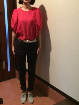 「しまむら（シマムラ）のアイテム（その他パンツ、ブルー系）」を使った、モーシャンさん（レディース・161cm）の夏コーディネート