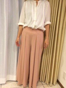 「UNIQLO（ユニクロ）のアイテム（その他パンツ、ピンク系）」を使った、モーシャンさん（レディース・161cm）の秋コーディネート