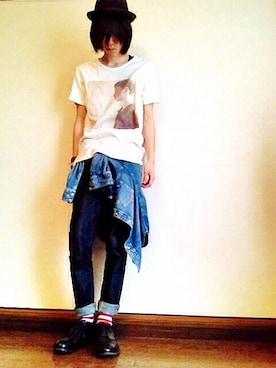 「ジャパンブルー」｜「アイテム（パンツ）」を使った、龙さん（メンズ・168cm）の夏コーディネート
