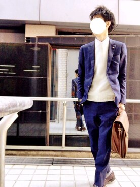 「BLUE BLUE（ブルーブルー）のアイテム（ニット/セーター）」を使った、龙さん（メンズ・168cm）の春コーディネート