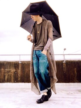 「アイテム（その他トップス、ブラウン系）」を使った、龙さん（メンズ・168cm）の夏コーディネート