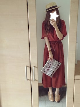 「Honeys（ハニーズ）のアイテム（クラッチバッグ）」を使った、Miiikiさん（レディース・169cm）の夏コーディネート