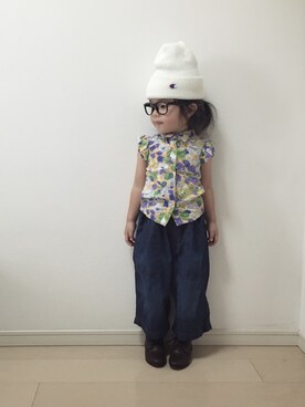 「NANO universe（ナノユニバース）のアイテム（帽子）」を使った、SL2さん（キッズ・90cm）の夏コーディネート