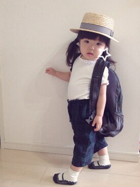 「AIGLE（エーグル）のアイテム（バッグ）」を使った、SL2さん（キッズ・80cm）の夏コーディネート